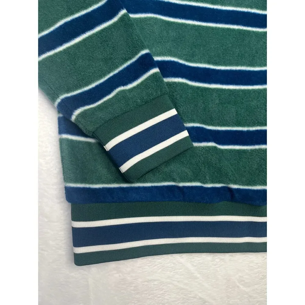 RipnDip Green Striped Long Sleeve Polar Fleece Crewneck Nermal Cat sz S Skater
